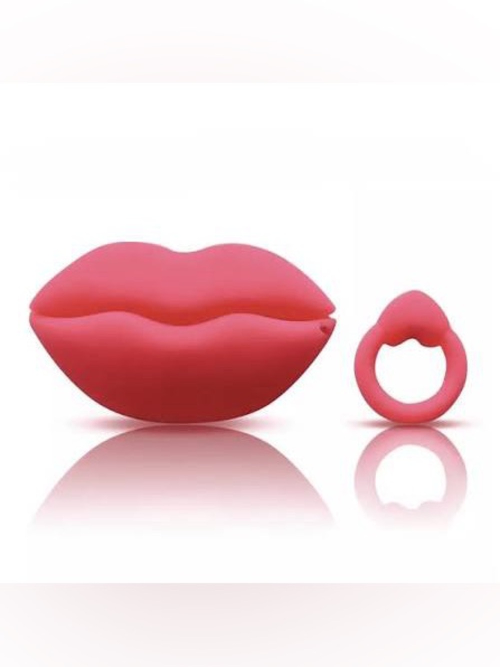 Pink Lip-Shaped Protective Phone Case with Matching Ring Grip